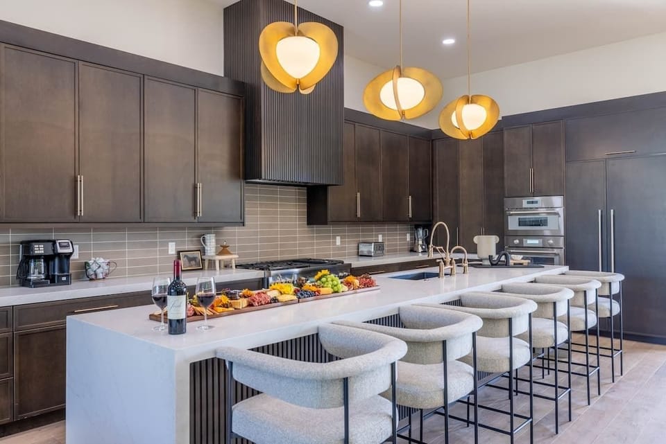 Fully equipped chef’s kitchen with an island for entertaining.