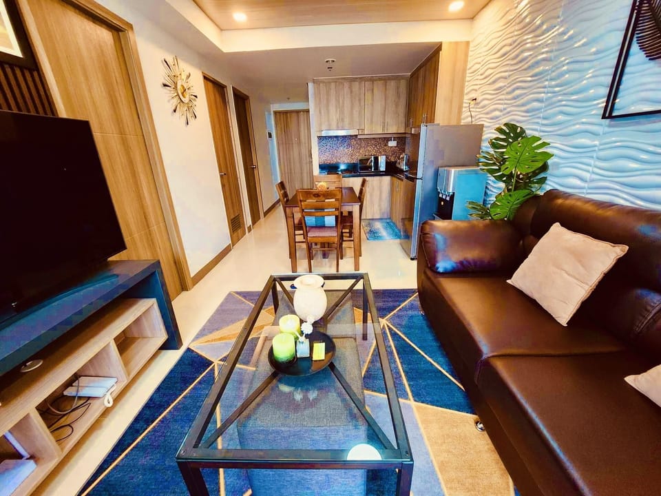 living room with balcony