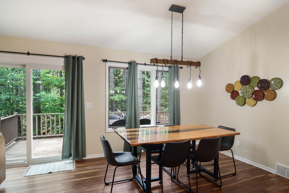 The dining room space off the back deck