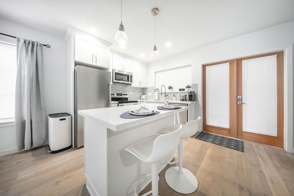 Fully stocked kitchen with island