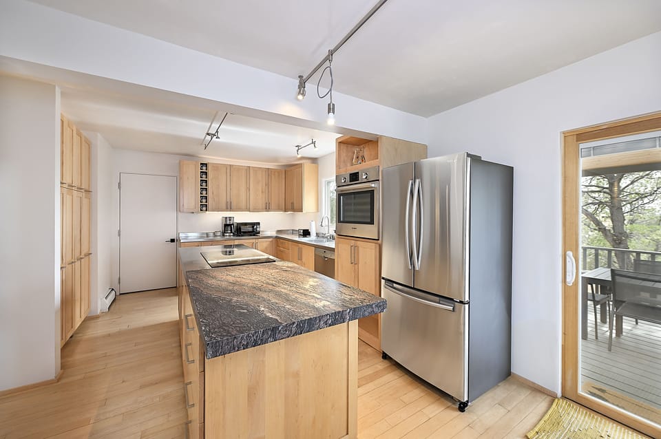 Kitchen with expansive island for food preparation
