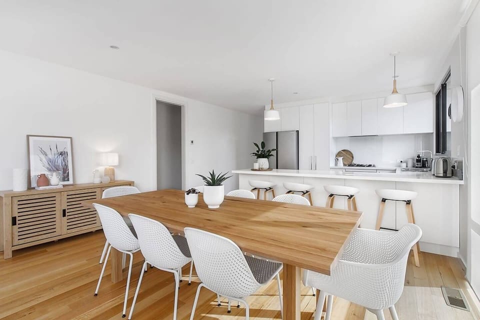 Whip up a homemade meal and dine at the chic indoor timber dining table for up to eight guests
