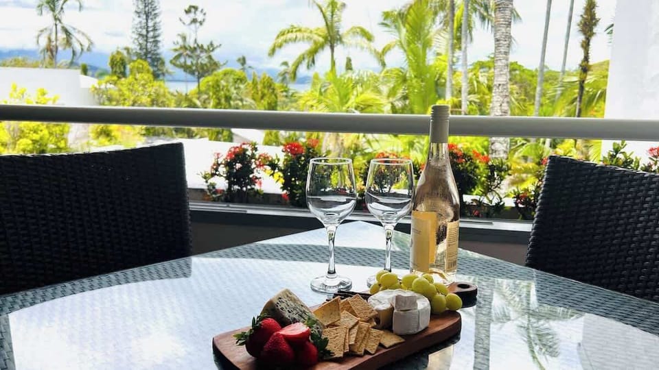A private balcony, perfect for sipping your morning coffee or afternoon aperatif while watching the sunset over the turquoise waters of the Coral Sea.