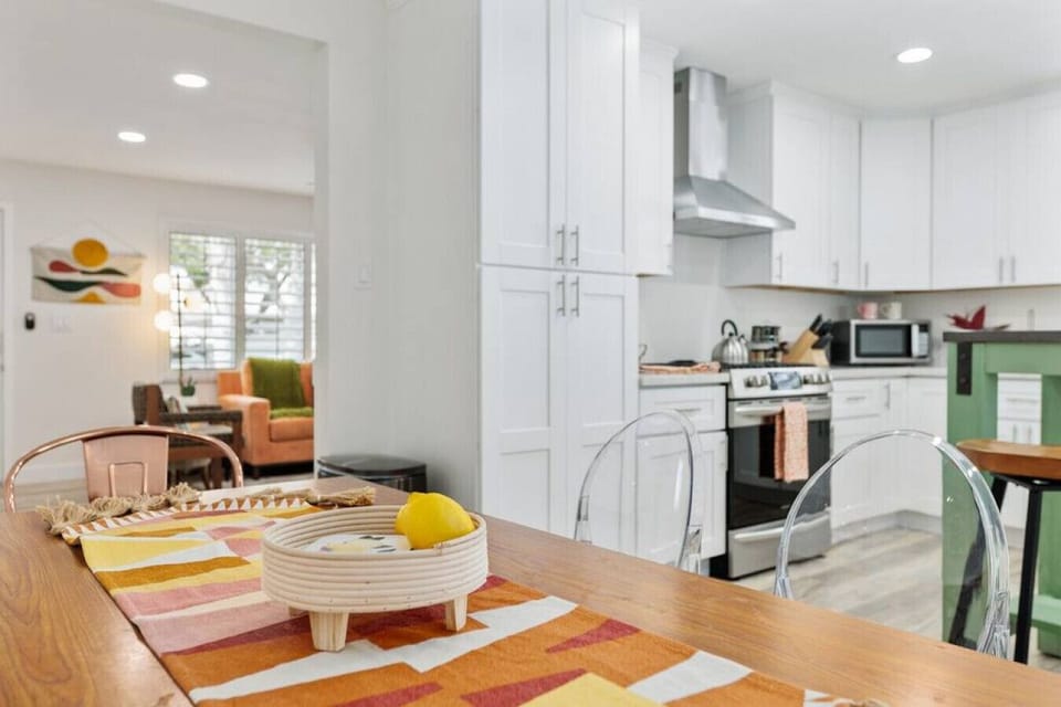 Dining table and kitchen