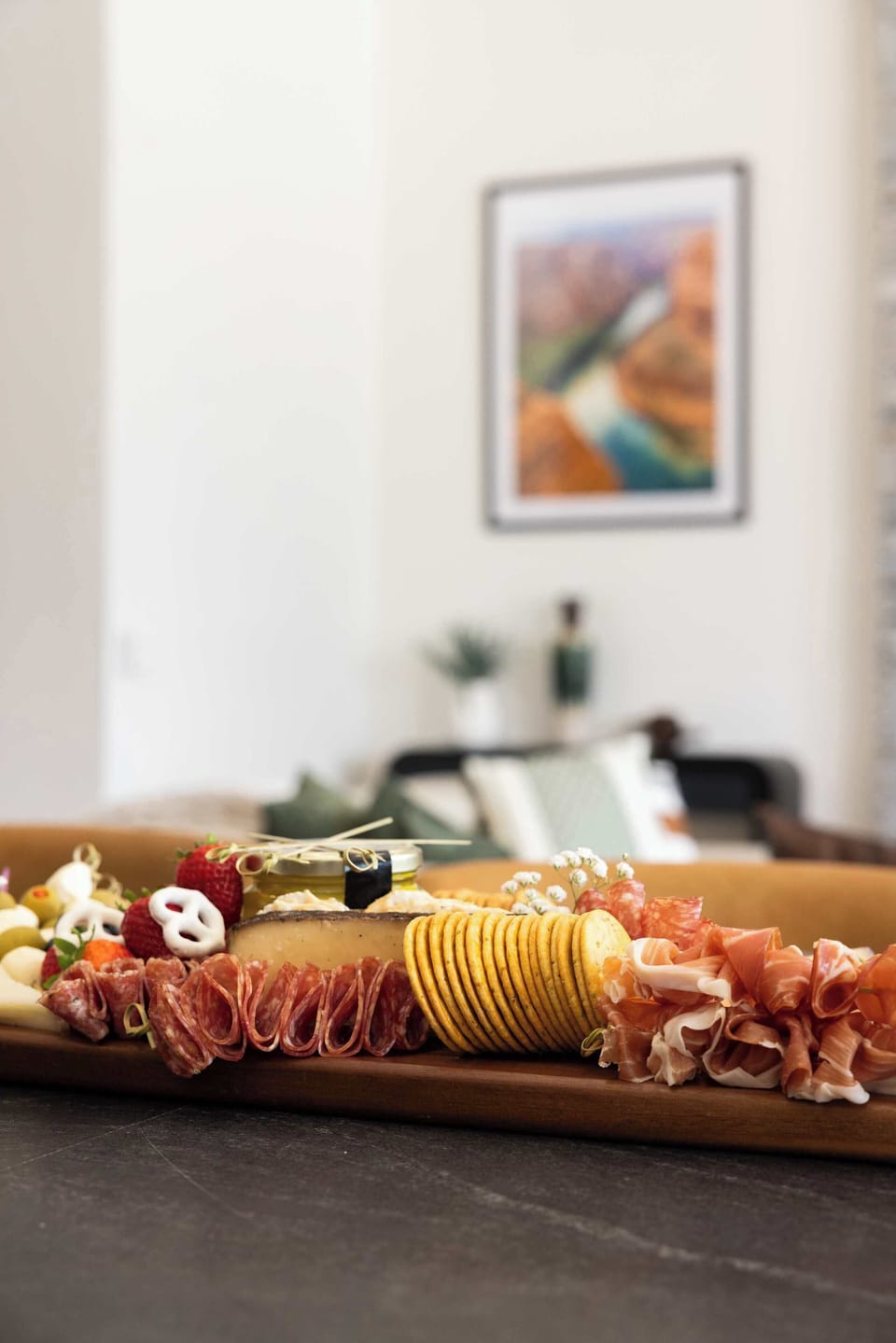 Gather around for a relaxing evening—this space is perfect for snacks and connection