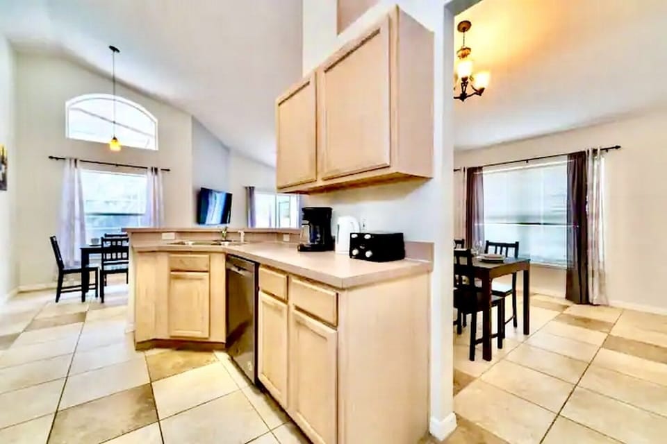 View of the kitchen and dining areas