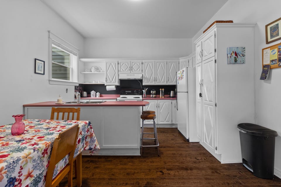 Open kitchen and dining area