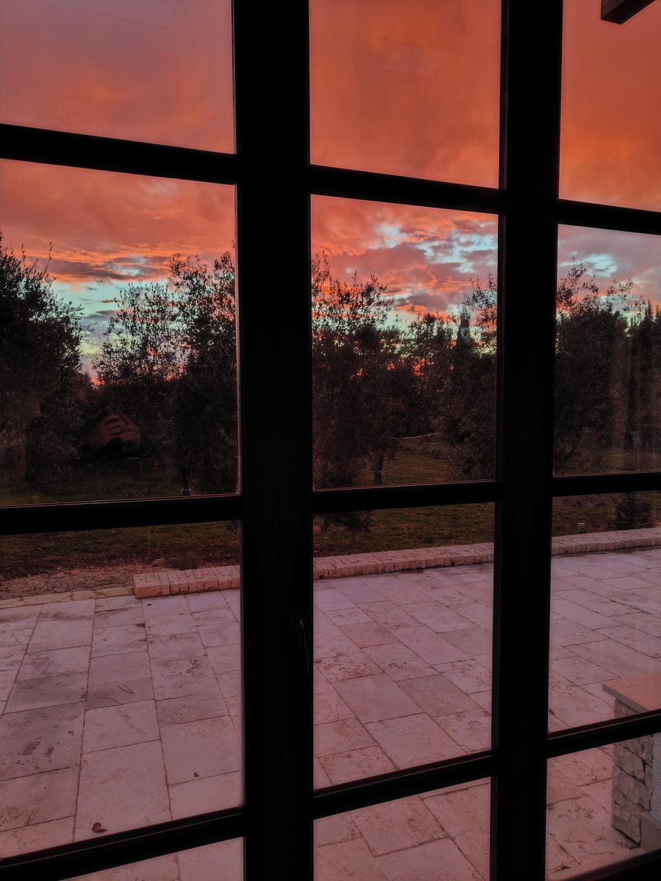 Living room at sunset