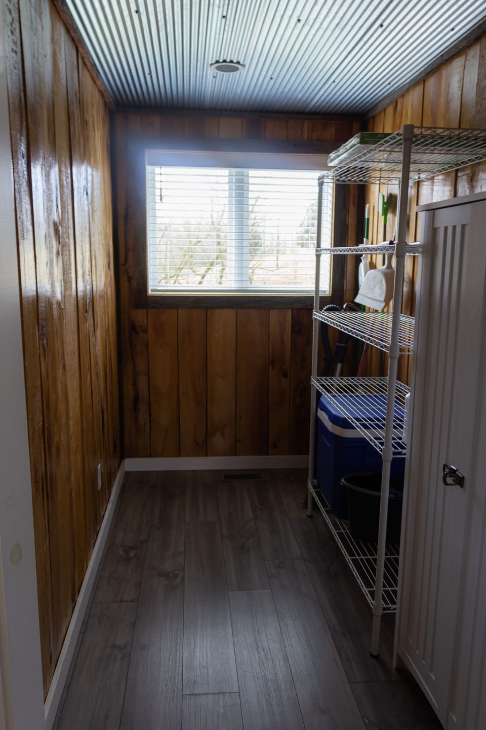 Storage room with marshmallow sticks and cooler for your use