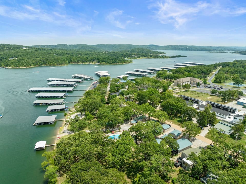 Breathtaking aerial view of our cozy resort retreat