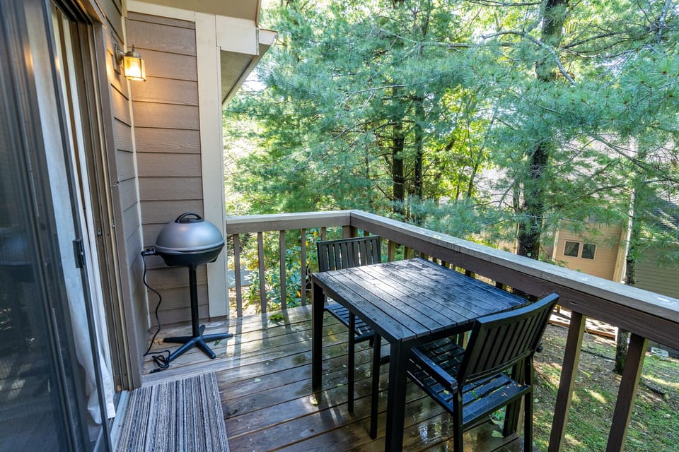 Enjoy grilling a meal on the balcony!
