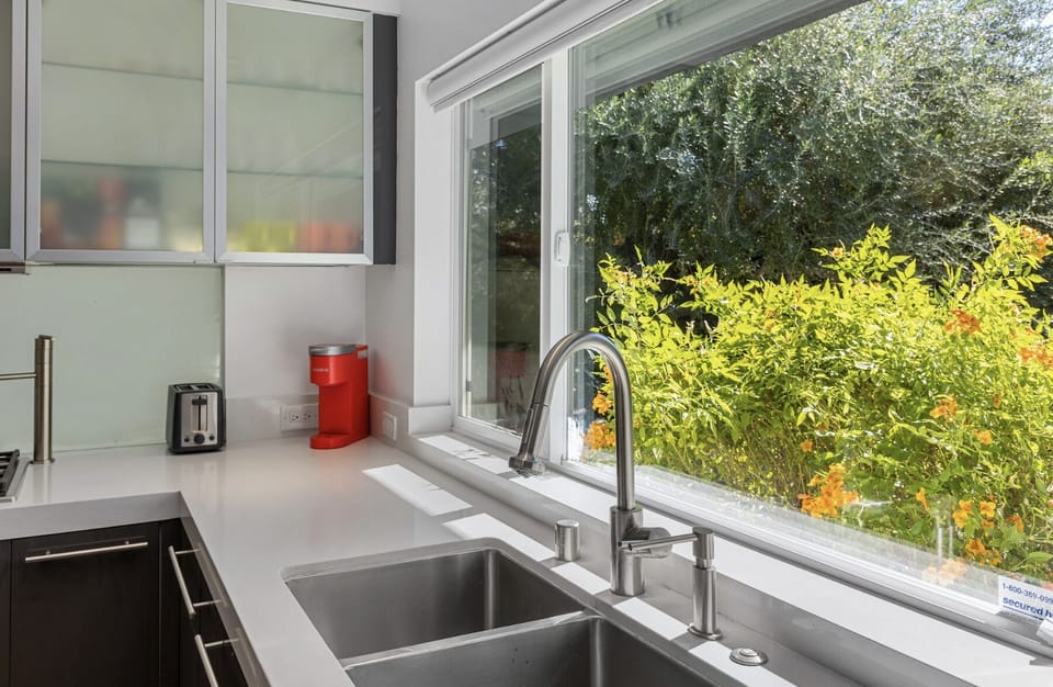Kitchen view-Not seen: the friendly humming birds who greet you at the window!