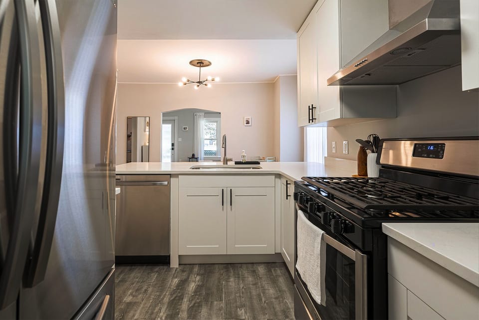 Everything you need to prepare meals including oil, salt and pepper.