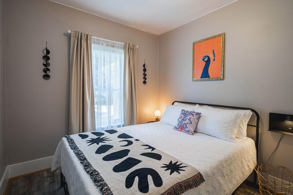 Each bedroom has a modern eclectic decor with a touch of vintage charm.