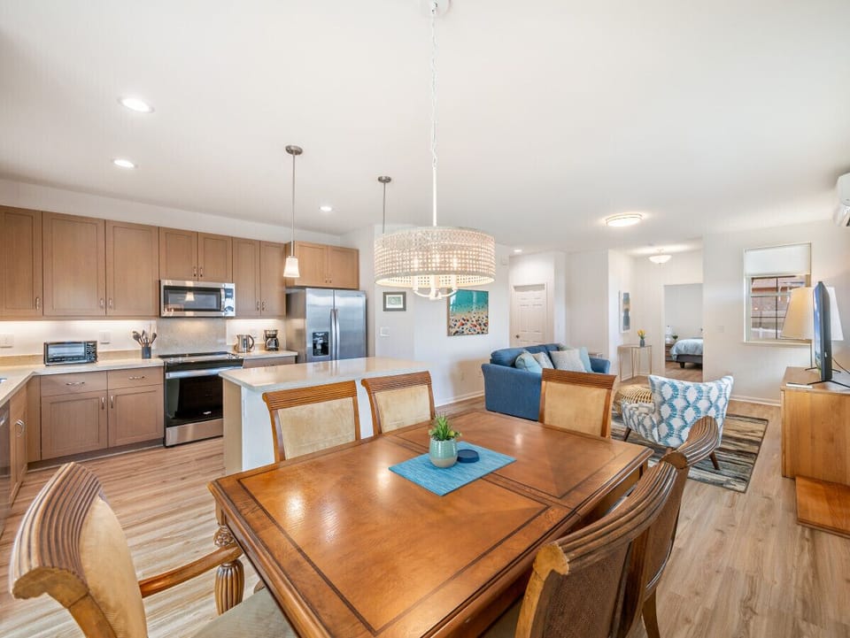 Open living and dining.