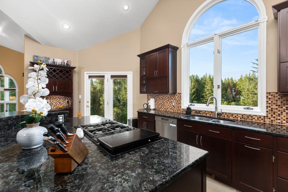 Custom kitchen with granite counters
