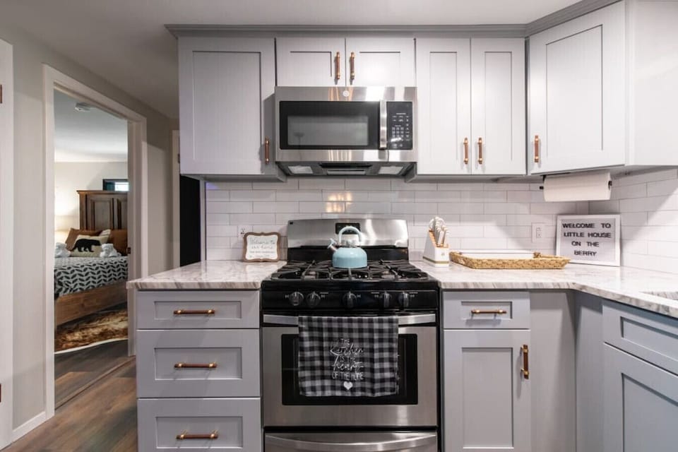 Propane Stove with Fully Updated Kitchen Cabinets