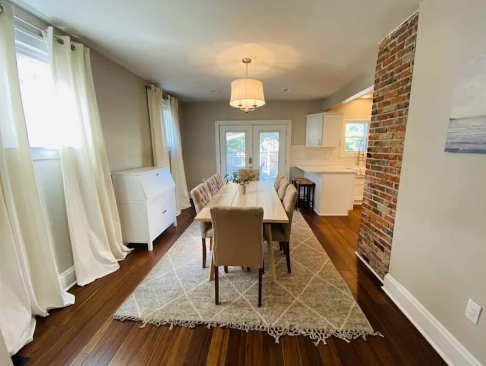 Dining room looking into kitchen.