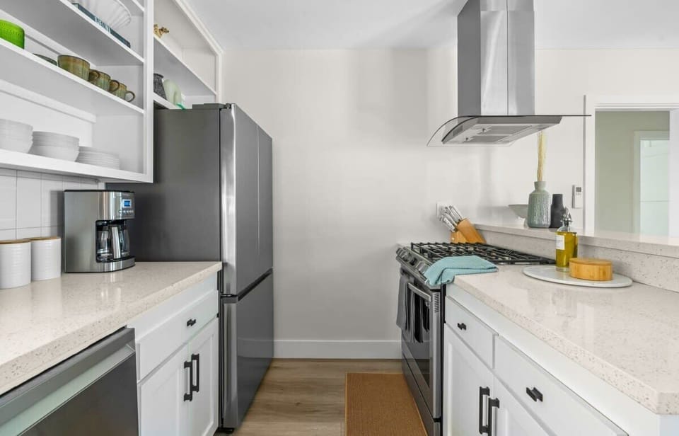 The kitchen in this home is a chef's dream, with stainless steel appliances and ample counter space for preparing meals.