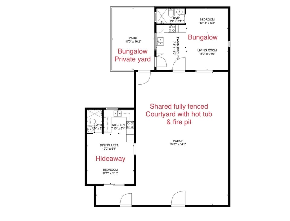 Map of our short term rentals. They may be rented together.