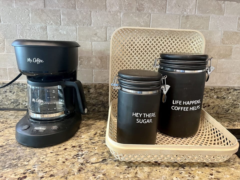 Coffee, creamer & sweeteners provided.