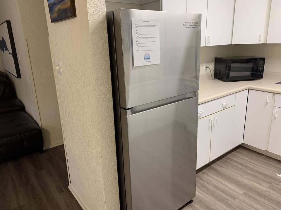 Stay stocked and ready with a full-size fridge and modern kitchen essentials, perfect for extended stays and family vacations.
