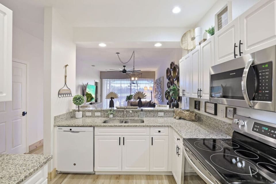 A modern kitchen will all the conveniences!