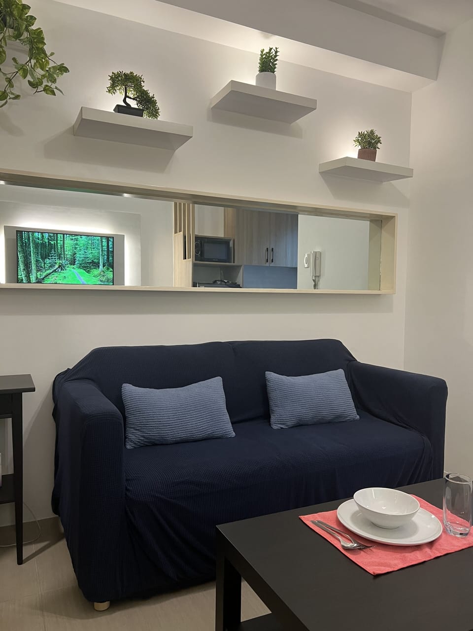 Living room with a sofa bed