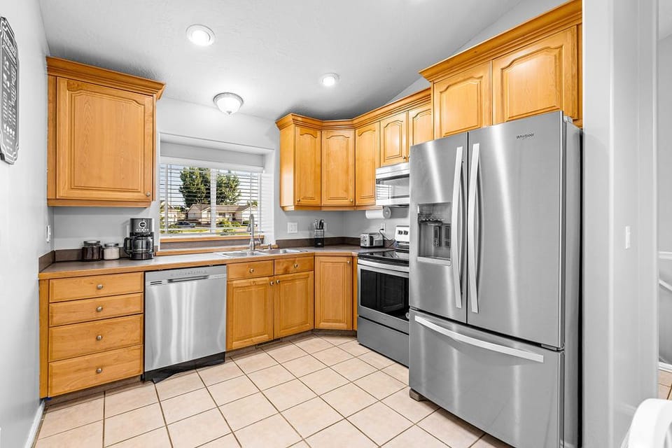 Fully stocked upstairs kitchen