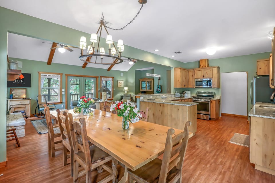 Dining is ideally located off of the kitchen