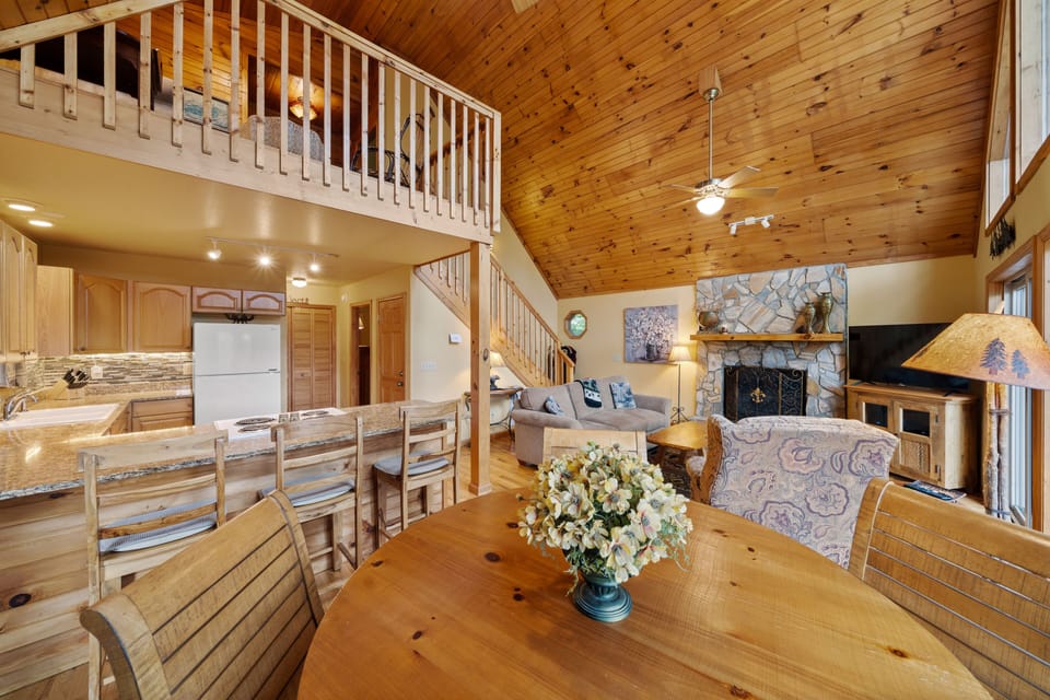 Vaulted ceilings create an open space, perfect for entertaining