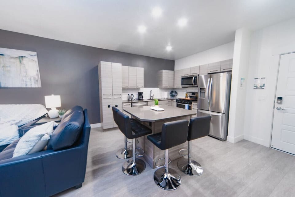 Spacious, open plan living room, kitchen