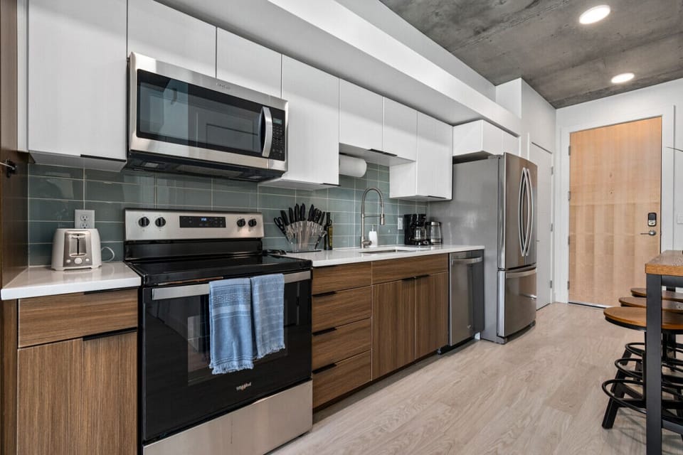 Enjoy the fully stocked kitchen.  Wine glasses, champagne glasses- and all cookware. Coffee station with: Coffee, tea, organic cane sugar and creamer!