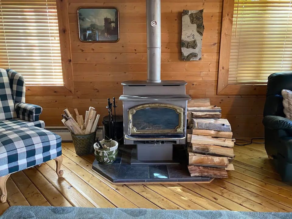 Wood stove in main sitting room