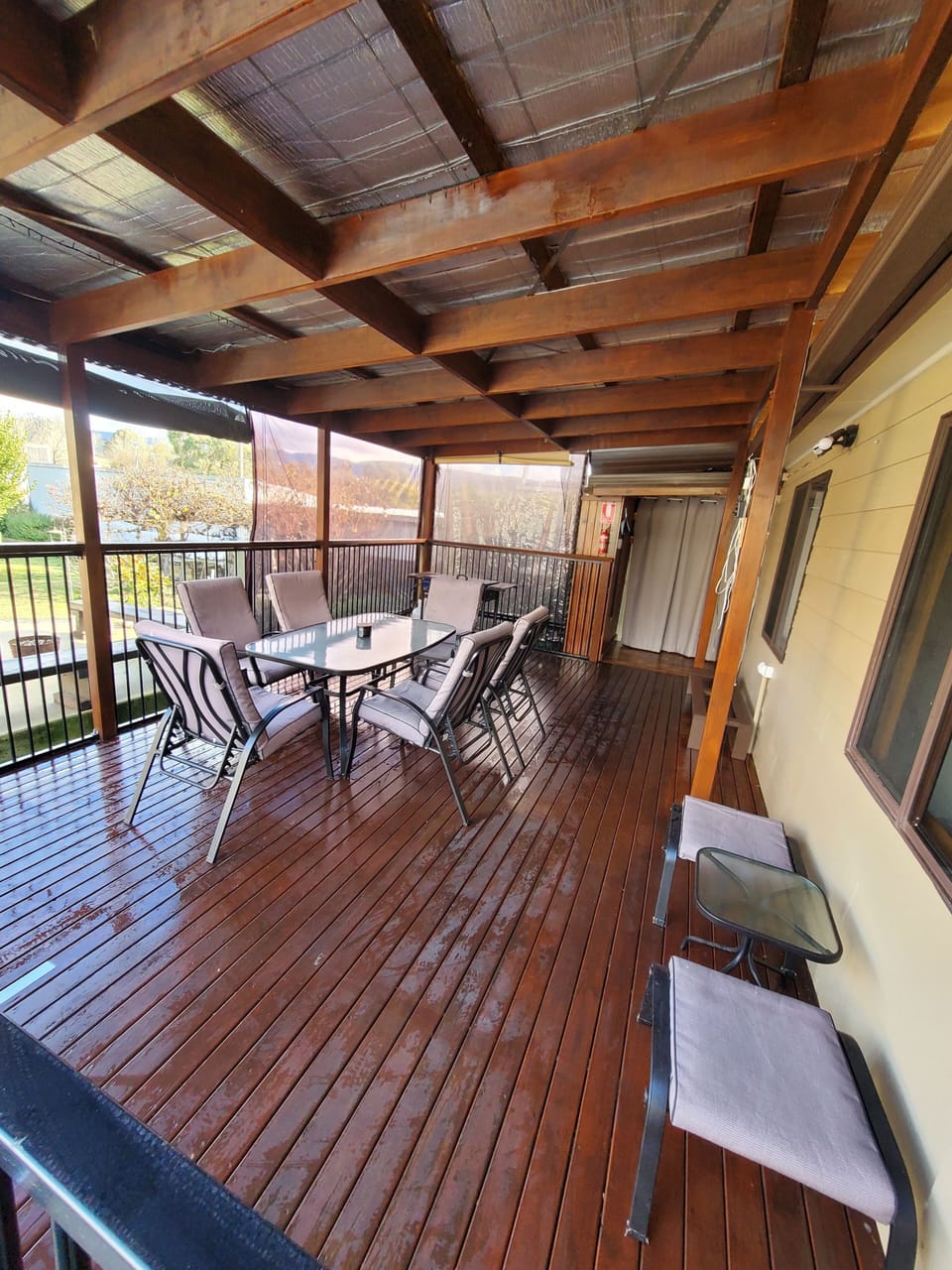 Back decking now equipped with outdoor bar fridge and heater