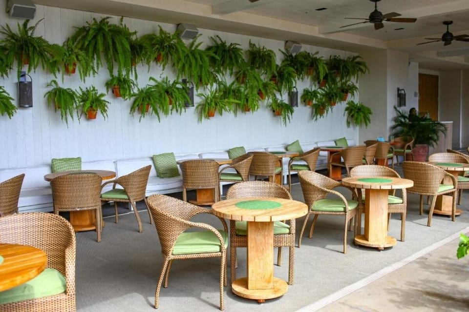 Settle into cushioned seating for long, leisurely conversations.