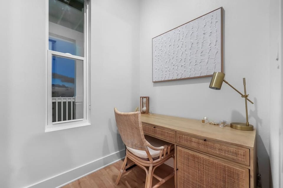 Need a little work time by the water? The private office has a desk, chair, and a door you can close to focus... with a 3rd story window for views