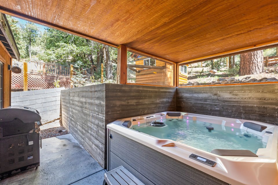 Enjoy the hot tub during any season.