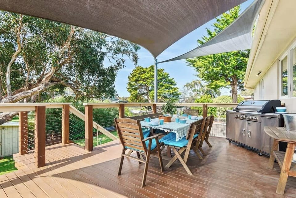 Upstair deck with dining for 6, including a large BBQ