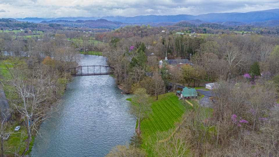 Arial and mountain view looking upstream 