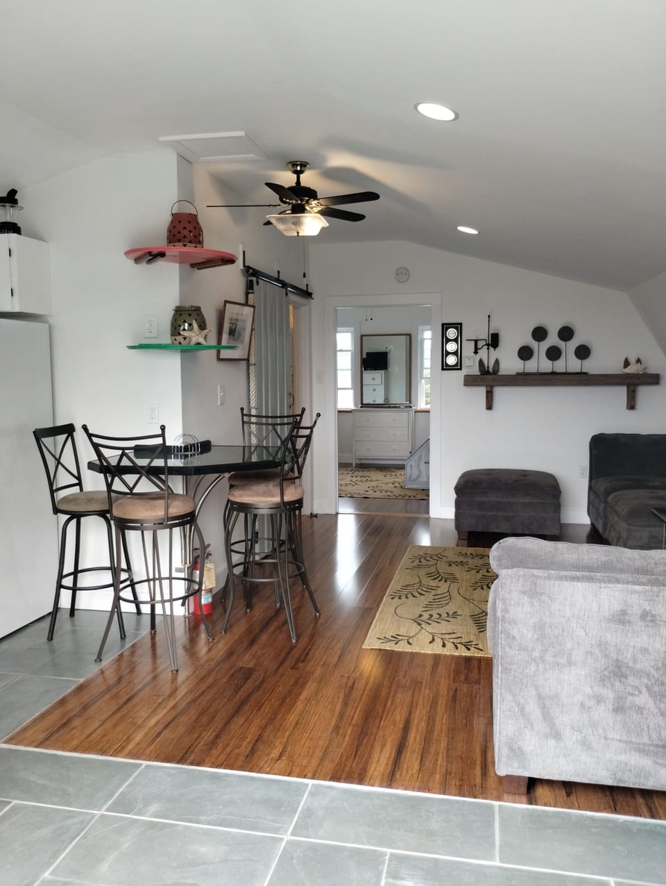 living room and dining area