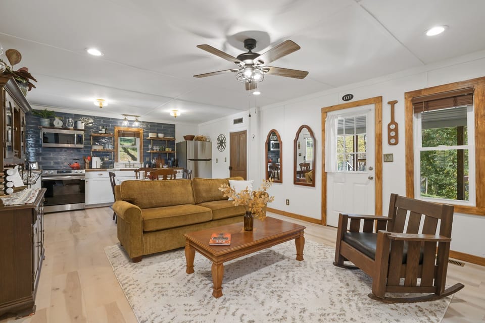 Living room looking at kitchen