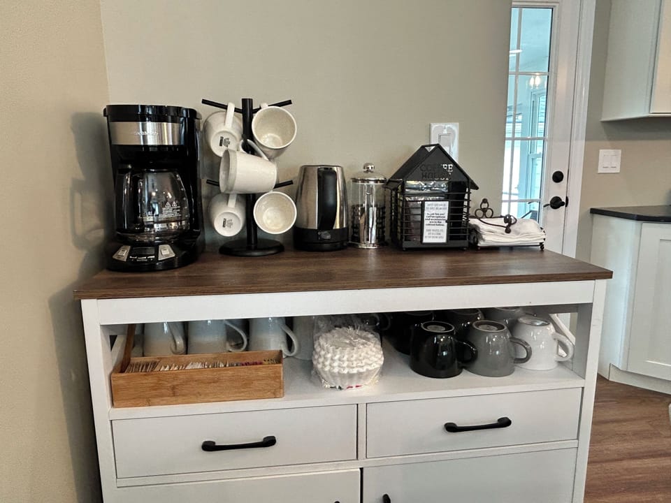 Coffee & Tea Bar. Starter Coffees, teas, sugars, honey, etc.