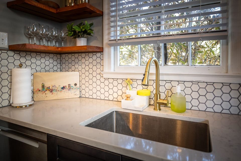 A marble countertop 
