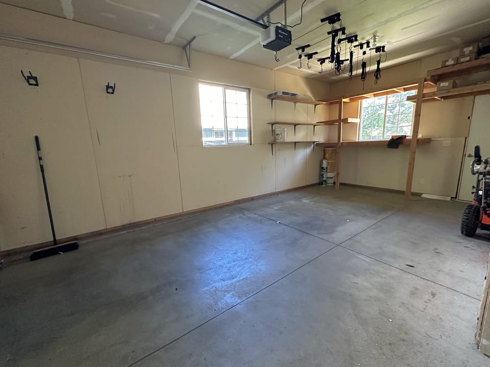 The garage keeps your vehicle free from the elements, and is the perfect place to store any gear.