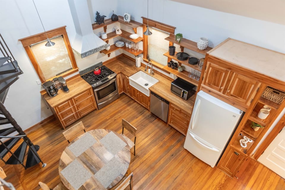 View of kitchen from the loft