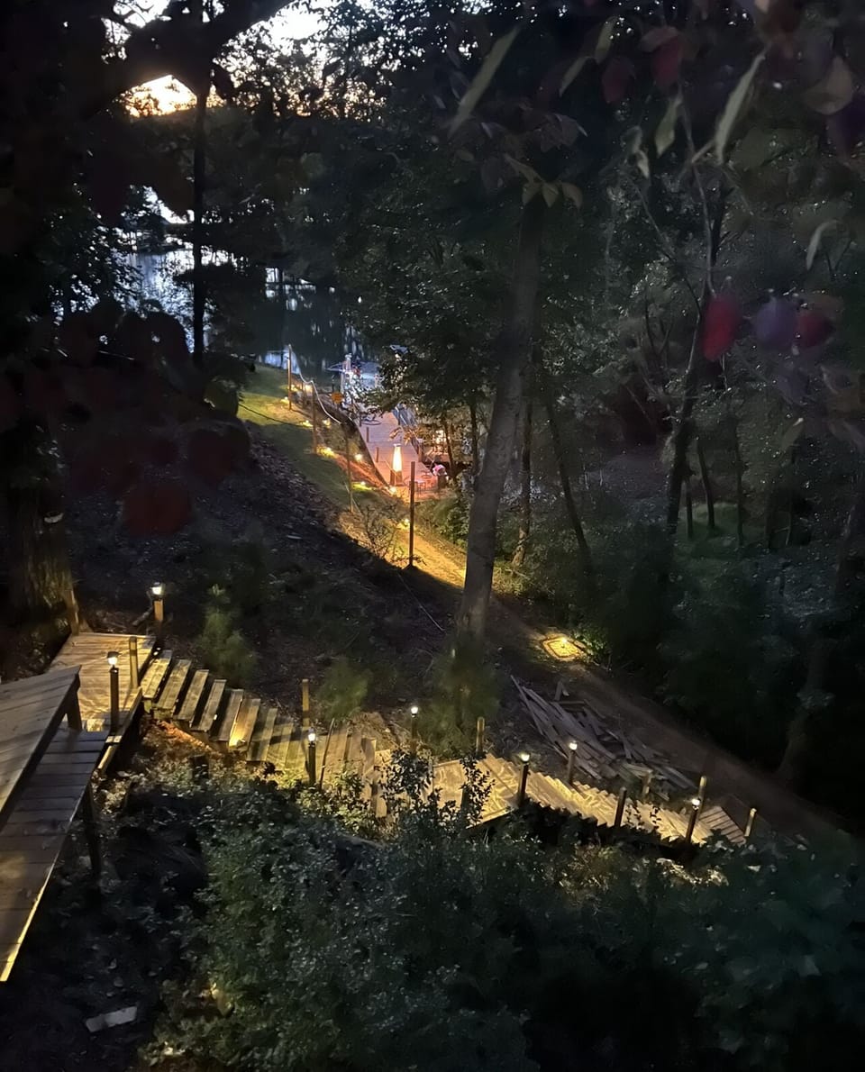 Lighted walk to secluded Lake