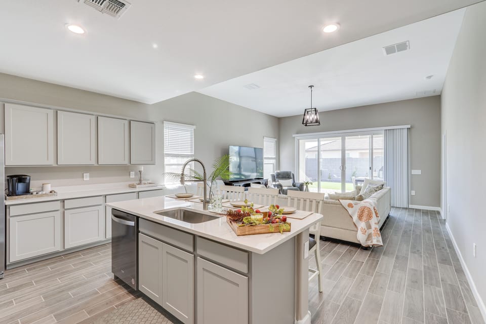 Kitchen | Central Heating & A/C | In-Unit Laundry | 1 Mi to Harrah’s Casino