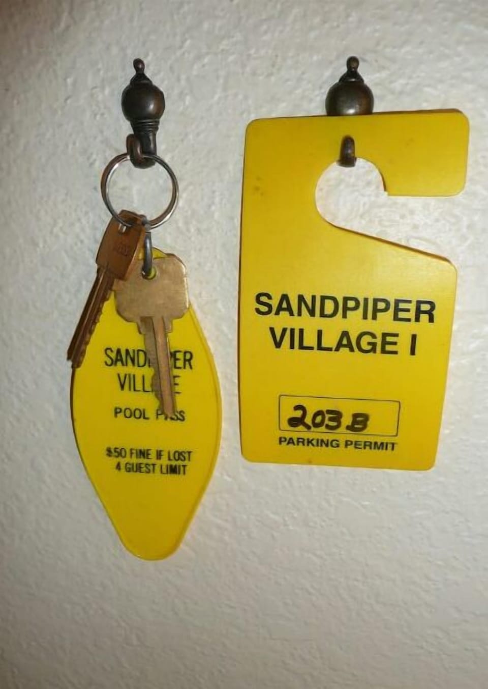 Pool keys and parking passes easily located. 