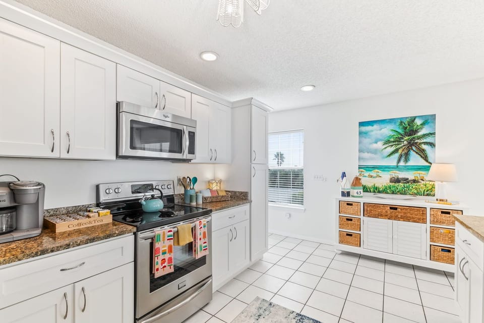 A fully stocked kitchen w/plenty of counter space for prepping meals